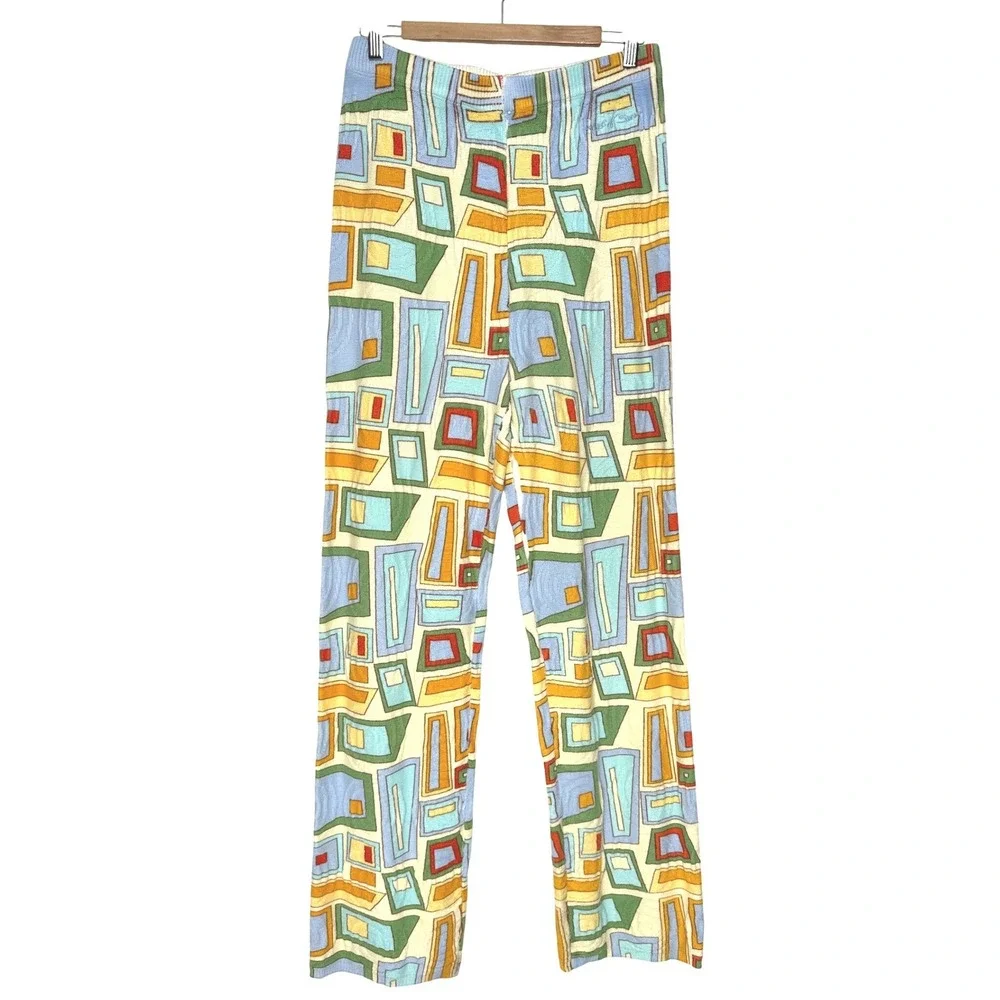 House of Sunny Pepperland Pants Multi Color Geometric‎ Knit Trousers Size 8